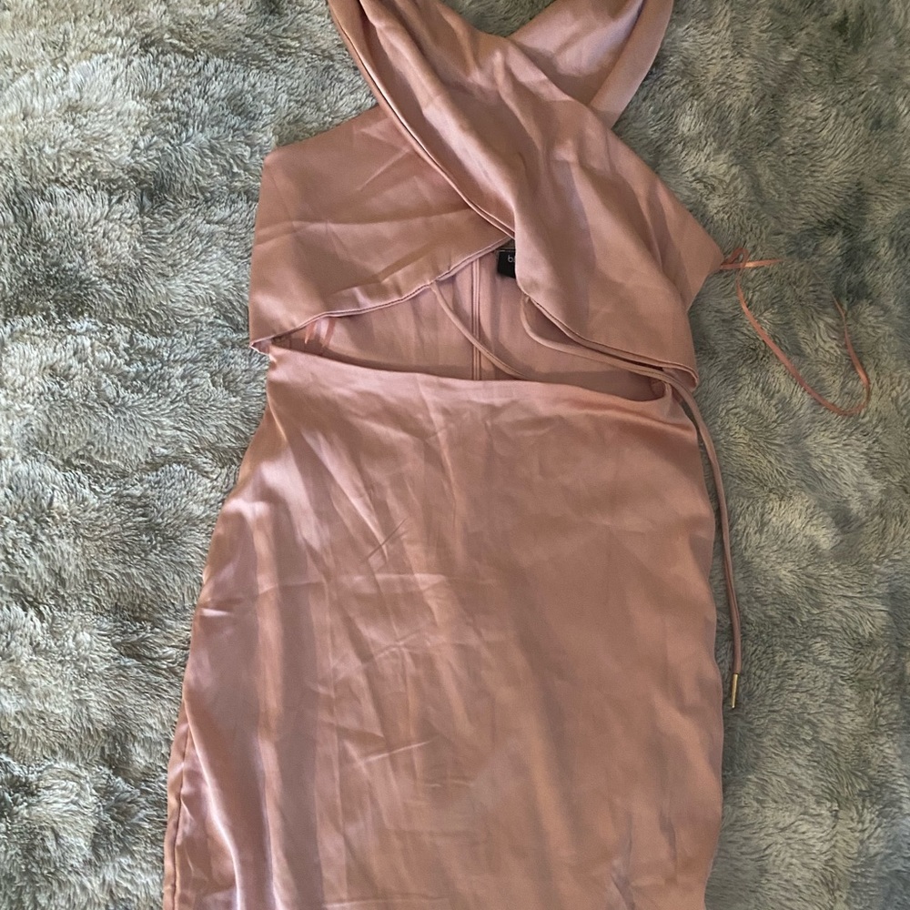 BRAND NEW halter, cut out, satin mini dress Size: Small - Picture 3 of 5